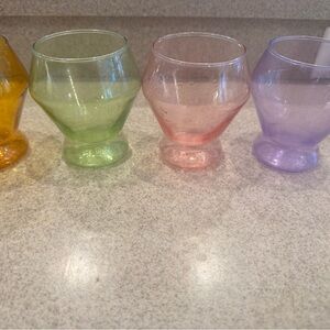 Vibrant Glass Goblet Set - Yellow, Green, Pink, and Purple